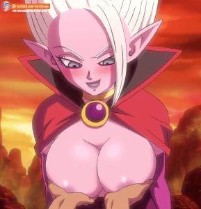 foxybulma - Goku playing with Arinsu boobs - Gif Animation