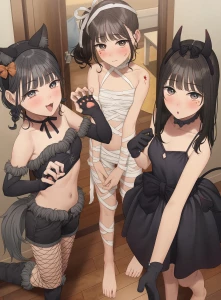 モミ兄弟 - 家でハローウィンパーティするさつきちゃんとお友達　差分