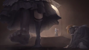 DRE - 【Standard Plan】 Ojo-sama has her maid clean up the shrunken human that is running around in her boots. / 素足履きのブーツ内で生き残った小人をメイドに掃除させるお嬢様 