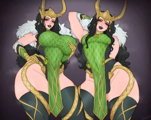 Vo1ette - Lady Loki x femboy Loki (commission) textless version 