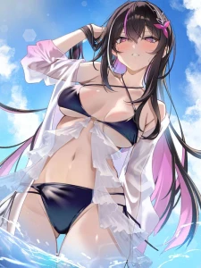 Omoti - 水着アズちゃん黒＋白ビキニ差分♡