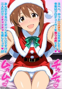 もえしの - 萩原雪歩ちゃんがサンタコスでパンチラしながらイチャコラLOVELOVEベロチューしてくれたので見抜きぶっかけさせて貰いました♡（ブラチラぶっかけ差分あり台詞付き全９ページ）